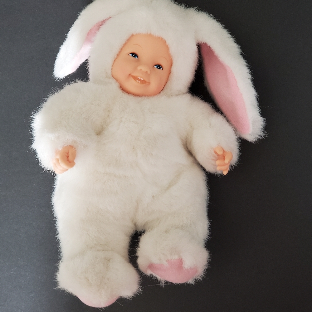 Vintage Anne Geddes Bean Filled Baby Bunny Rabbit 9" Plush Doll 1997